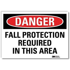 SmartSign “Danger - Fall Protection Required in This Area" Label | 10" x 14" 3M Engineer Grade Reflective