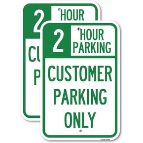 (2 Pack) 3 Hour Parking - Parking for Customers Only | 12" X 18" Heavy-Gauge Aluminum Sign | Rust Free Aluminum, Weather Resistant, Waterproof, Fade Resistant, 2 Pre-drilled Holes
