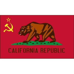 Red California Communist Flag Sticker (Newsom Anti Liberal ca Gavin Socialism no ca cali Commie State)