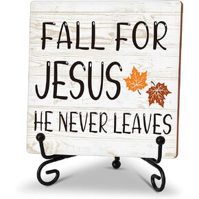 Fall Decorations For Home Decor, Autumn Pumpkins Fall Table Sign, Fall Tiered Tray Decorations, Farmhouse Wood Plaque With Metal Stand, Gifts For Thanksgiving (E01)