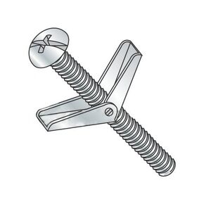 1/8" x 3" Toggle Bolts/Round Head/Combo Drive/Steel/Zinc/Anchor Size: 1/8" / Screw Size 6-32 x 3" / Drill Bit/Hole Size: 3/8" (Carton: 50 pcs)