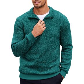COOFANDY Men's Quarter Zip Pullover Casual Long Sleeve Sweater Slim Fit Sweater Mock Neck Polo Sweater