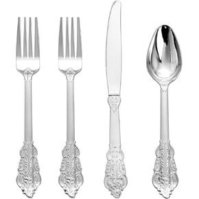 Supernal 360pcs Plastic Gold Silverware,Cutlery,Disposable Utensils,120 Gold Knives,120 Gold Forks,120 Gold Spoons,Perfect for Birthday,Party,Wedding