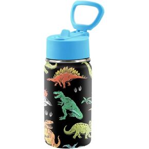 Insulated Water Bottle with Lid, 16 oz, BPA Free, Double Walled, Hot or Cold Drinks, Easy Clean Dishwasher Safe, 12oz, Construction Trucks
