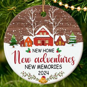 HEXMOZ First Christmas in Our New Home Ornament 2024 - House Warming Gifts New Home, Housewarming Gifts for New House Couple, Women - New Adventures New Memories, New Homeowner Gift Ideas Keepsake