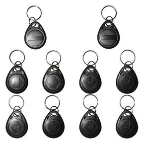 10 pcs Writable 125kHz RFID Keyfob Proximity ID HID and AWID Card Token Tag Rewritable T5577/CET5577 Universal Black Blank Tags