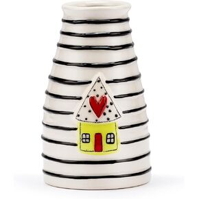 DEMDACO Glossy Black Red Heart 4 x 5 Stoneware Mini Decorative Vase