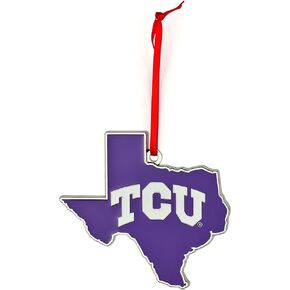 TCU (Texas Christian University) Horned Frogs State Shape Metal Christmas Ornament