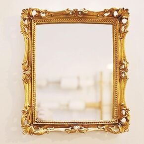 lemonadeus Ornate Gold Baroque Frame Mirror Luxury Elegant Small Rectangle Square Gold Wall Mirror/Vanity Makeup Mirror/Vanity Mirror Tray
