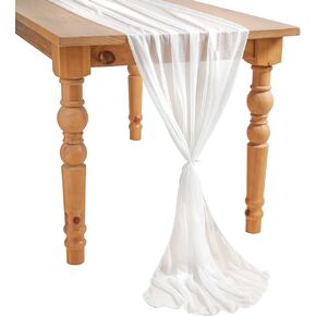 10ft White Sheer Chiffon Table Runner 29x120 inch Wedding Table Runner Bridal Party Shower Decorations