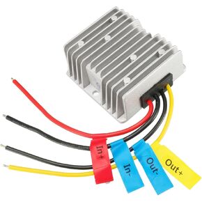 Rebower DC to DC Converter Regulator Waterproof Voltage Convert Transformer, [for Trucks Cars Ships] - DC24V(20V - 35V) to DC19V 5A 95W / Silver Tone, Black