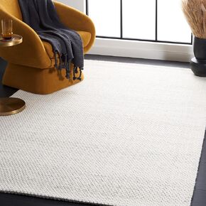 SAFAVIEH Natura Collection Area Rug - 5' x 8', Ivory, Handmade Solid Wool, Ideal for High Traffic Areas in Living Room, Bedroom (NAT801A)