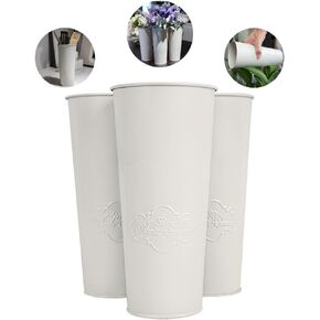 3 Pcs, 9.2 Inch Tall Metal Flower Vases Home Decor, Metal Planters, Decorative Vase Farmhouse Vase for Living Room, Kitchen, Wedding, Gift in Saudi Arabia