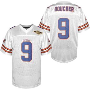 PHM Men The Waterboy 9 Bobby Boucher 50th Anniversary Movie Mud Dogs Bourbon Bowl Football Jerseys Stitched S-XXXL (White, Medium)