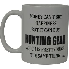 Rogue River Tactical Funny Coffee Mug Money Can't Buy Happiness But It Can Buy Hunting Gear Novelty Cup Gift For Men Hunter Hunt