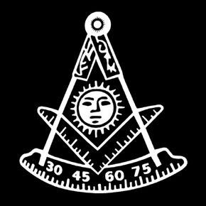 Past Master with Square & Protractor Masonic Vinyl Decal - [White][6 Inch]