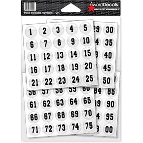 Number Stickers for Helmets Red on Clear (Football, Baseball, Softball, Hockey, Lacrosse, Etc.) 1-100 The Original Award Decals Premium 20mil Thick Helmet Decals Made in The USA Since 1976
