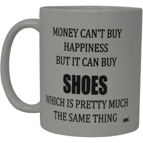Rogue River Tactical Funny Coffee Mug Money Can't Buy Happiness But It Can Buy Shoes Novelty Cup Gift For Her Women Wife
