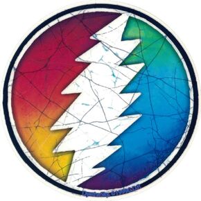 Grateful Dead Rainbow Lightning Bolt - Window Sticker/Decal (5" Circular)