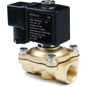 U.S. Solid 1/2" Stainless Steel Solenoid Valve - 24V DC, Normally Closed, 10 Bar Electric Valve for Water, Air, Diesel
