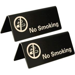 2 Piece Stainless Steel No Smoking Sign, Double Sided No Smoking Table Tent Sign, Restaurant Hotel No Smoking Desk Logo Indicator (gold (colour))