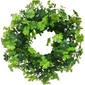 LUOZZY St. Patrick's Day Clover Wreath Four Leaf Clover Wreath Hanging Garland St. Patrick's Day Home Decorations