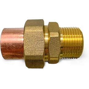 DDNV0012 1/2" Copper Union Fitting with Sweat to Male Threaded Connects