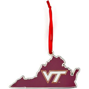 Virginia Tech Hokies State Shape Metal Christmas Ornament