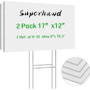 Blank Yard Signs with Stakes, 6 Pack 17 x 12 inches White Plastic Custom Yard Sign for Outside Birthday, Garage Sale Signs, Rent,American Election, Guidepost Decorations, Blank Lawn Signs With Stakes (6)