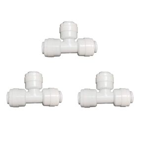 Malida 3/8" 3-Way Union Tee Tube Quick Connect Push Fit Water Purifiers Filters Reverse Osmosis Sysems (Pack of 3)