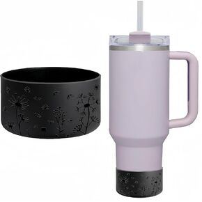 for Stanley Cup Accessories, Flower Engraved Silicone Boot for Stanley Cup 40oz 30oz 20oz & Hydro Flask 12-24oz, Stylish Bottom Protector Cover Sleeve for Yeti, Simple Modern, Owala Bottles