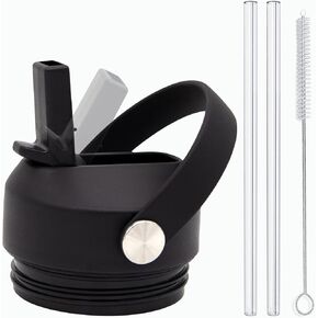 Straw Lid for Yeti Rambler Bottle Fits 18/26/36/64 oz Bottles, Flexible Handle Straw Cap with 2 Straws and 1 Brush, Replacement Cap for Yeti 18oz 26oz 36oz 64oz Rambler Water Bottle Straw Cap