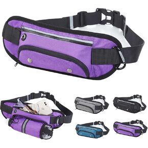Men's and women's outdoor sports waist bag for walking, running, dog walking, adjustable waist bag with water cup position (黑色), Black, niekely-1