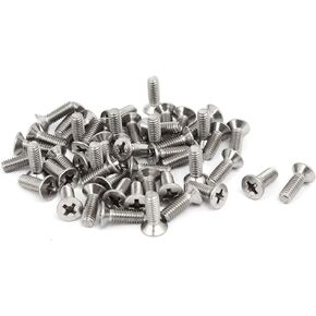uxcell 4mmx12mm Stainless Steel Phillips Drive Flat Head Fully Thread Screws 50pcs