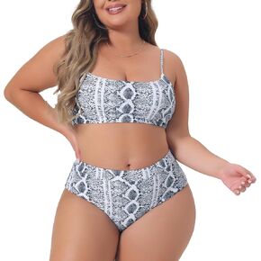 Agnes Orinda Plus Size Bikini Set for Women Crop Top High Waisted Swimsuits Two Piece Bathing Suits Swimwear