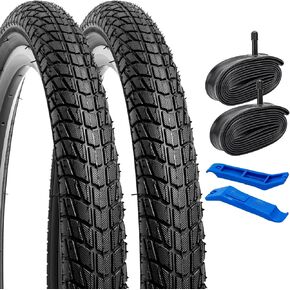 YUNSCM 2-PCS 20" Bike Tires 20x1.75/47-406 and 20" Bike Tubes Schrader Valve Compatible with Road 20x1.50 20x1.75 20x1.90 Bike Bicycle Tires and Tubes (P-1023)