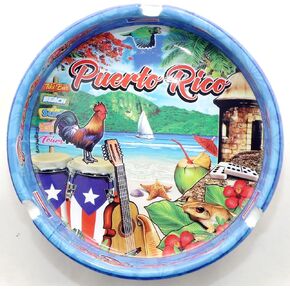 Puerto Rico Scene Full Wrap Porcelain Ashtray 5"