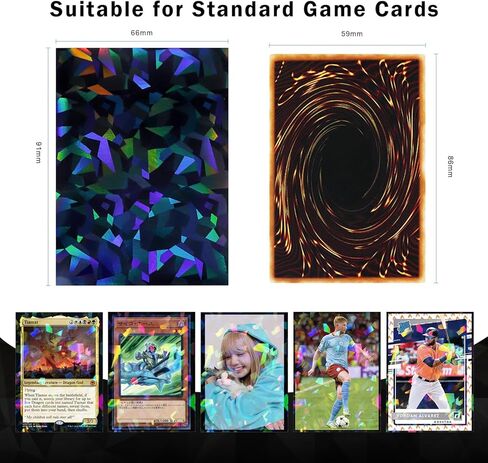 100pcs Holographic Card Sleeves, Holographic Diamond Standard Size Card Sleeves for Poke, MTG, Yu-gi-oh, Anime Cards in Kuwait