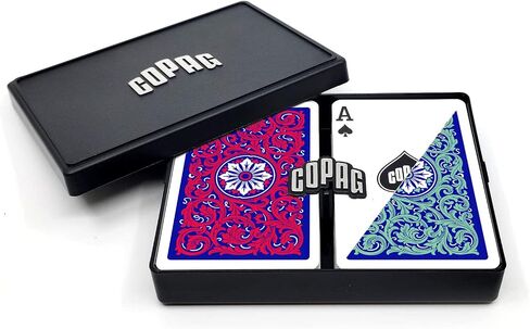 Copag 1546 Neoteric Design 100% Plastic Playing Cards, Bridge Size (Narrow) Green/Red Double Deck Set (Jumbo Index) in Saudi Arabia