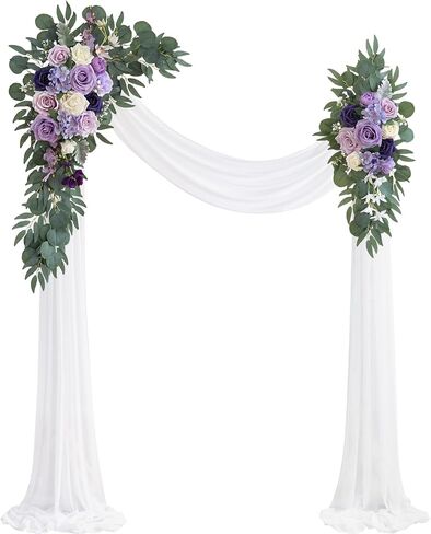 Burnt Orange Artificial Wedding Arch Flowers Kit (Pack of 3) with 26Ft Terracotta Shiny Arch Draping Fabric for DIY Wedding Party Ceremony Reception Backdrop Floral Decoration in Saudi Arabia