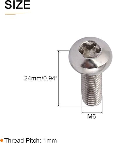 مسامير توركس برأس M6x20mm (DxL) - 12 حزمة - جيدة للآلات - 304 مثبتات أمان توركس مقاومة للعبث من الفولاذ المقاوم للصدأ - فضي in Saudi Arabia