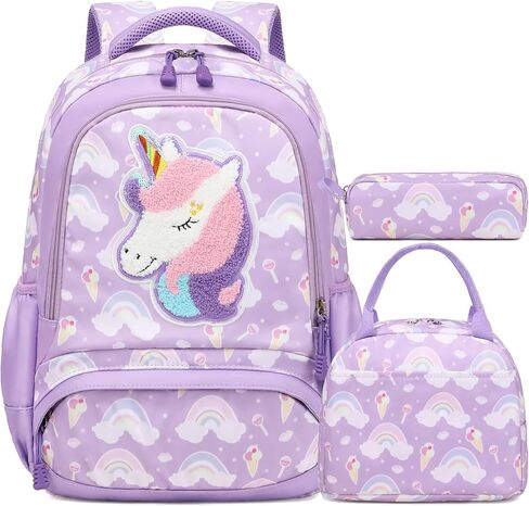 Kimwadalh School Bags for Girls, 3in1 Girls Backpack with Lunch Bag Pencil Case and Chest Strap for Preschool Elementary in Saudi Arabia