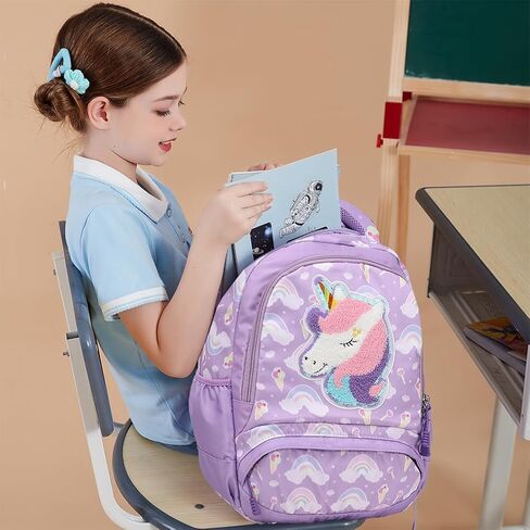Kimwadalh School Bags for Girls, 3in1 Girls Backpack with Lunch Bag Pencil Case and Chest Strap for Preschool Elementary in Saudi Arabia