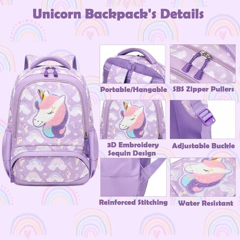 Kimwadalh School Bags for Girls, 3in1 Girls Backpack with Lunch Bag Pencil Case and Chest Strap for Preschool Elementary in Saudi Arabia
