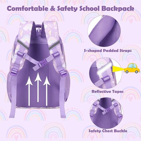 Kimwadalh School Bags for Girls, 3in1 Girls Backpack with Lunch Bag Pencil Case and Chest Strap for Preschool Elementary in Saudi Arabia