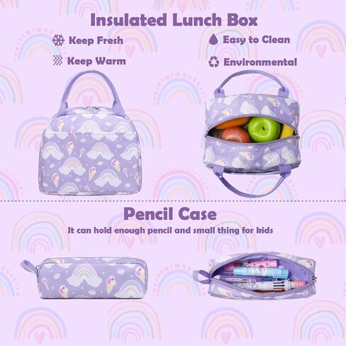 Kimwadalh School Bags for Girls, 3in1 Girls Backpack with Lunch Bag Pencil Case and Chest Strap for Preschool Elementary in Saudi Arabia