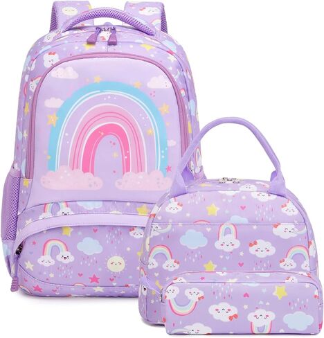 Kimwadalh School Bags for Girls, 3in1 Girls Backpack with Lunch Bag Pencil Case and Chest Strap for Preschool Elementary in Saudi Arabia