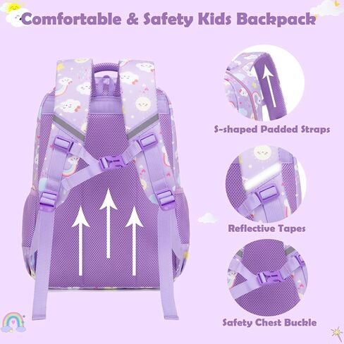 Kimwadalh School Bags for Girls, 3in1 Girls Backpack with Lunch Bag Pencil Case and Chest Strap for Preschool Elementary in Saudi Arabia