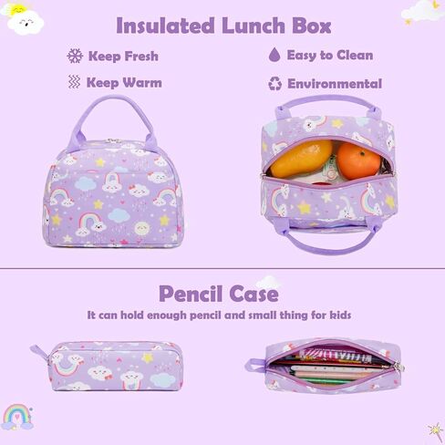 Kimwadalh School Bags for Girls, 3in1 Girls Backpack with Lunch Bag Pencil Case and Chest Strap for Preschool Elementary in Saudi Arabia