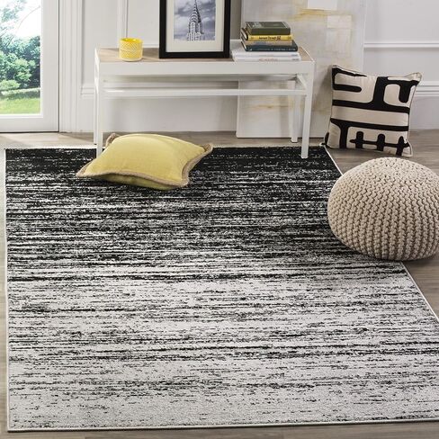 SAFAVIEH Adirondack Collection Area Rug - 10' x 14', Silver & Black, Modern Ombre Design, Non-Shedding & Easy Care, Ideal for High Traffic Areas in Living Room, Bedroom (ADR113A) in Saudi Arabia